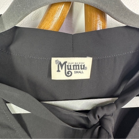 Show Me Your Mumu Black Long Sleeve Tie Blouse sz S - Picture 6 of 7